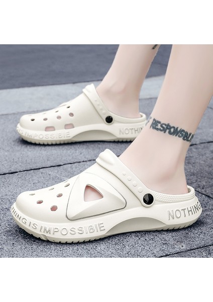 Mağara Ayakkabıları Erkek Baotou Içi Boş Büyük Boy Erkek Sandalet (Yurt Dışından)