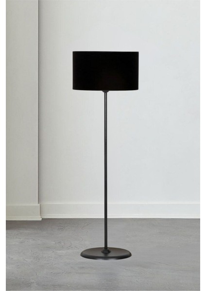 Siyah Kaplama Conic Düz Tek Ayak Metal Lambader - Siyah