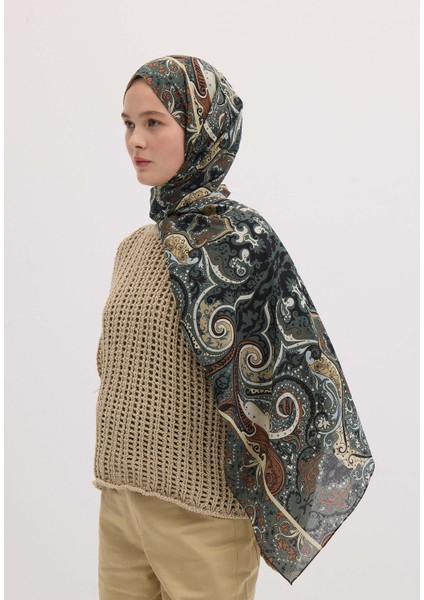 Etnıc Paısley Desen Şal Derin Yeşil