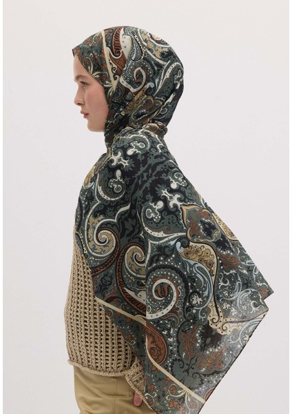Etnıc Paısley Desen Şal Derin Yeşil fırsatları