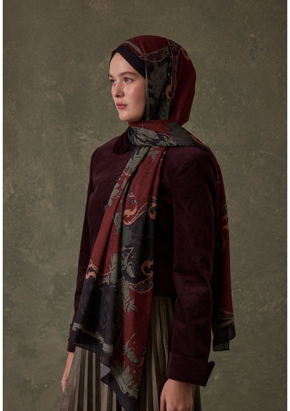 Sıenna Desen Şal Bordo
