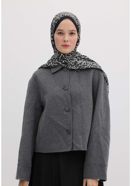 Tıny Leopar Desen Şal Siyah