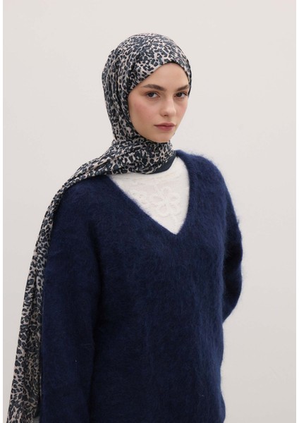 Tıny Leopar Desen Şal Mavi