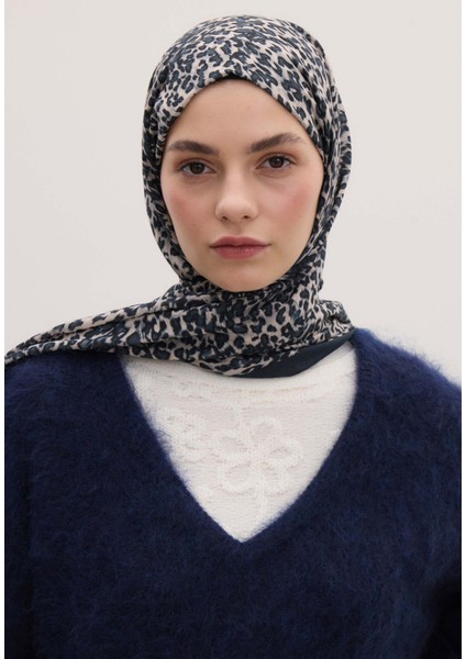 Tıny Leopar Desen Şal Mavi