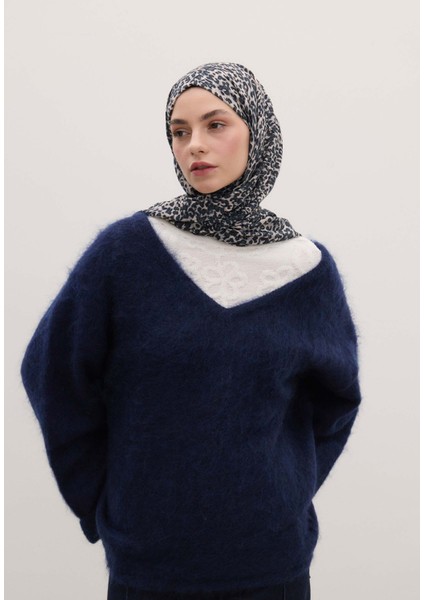 Tıny Leopar Desen Şal Mavi