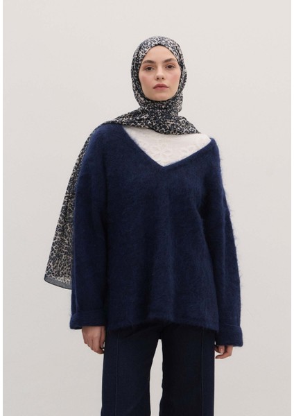 Tıny Leopar Desen Şal Mavi