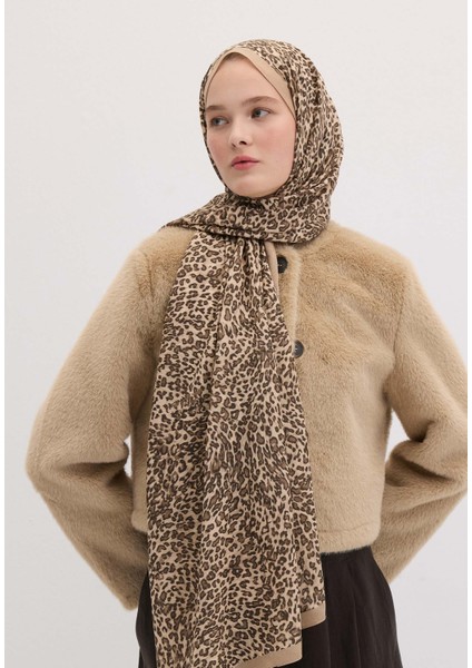 Tıny Leopar Desen Şal Kum