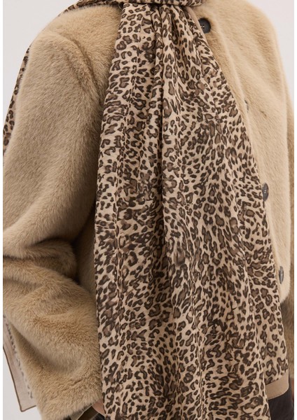 Tıny Leopar Desen Şal Kum