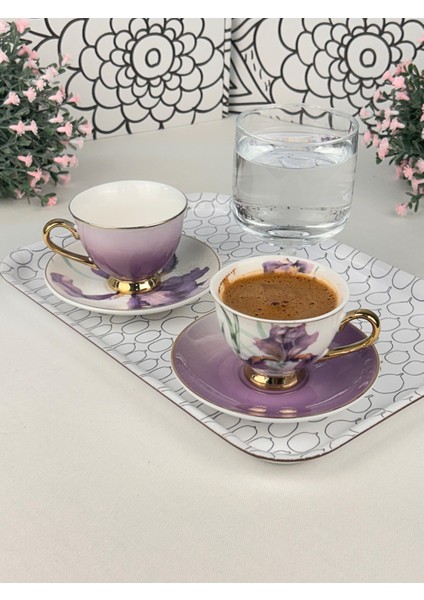 Türk Kahve Fincanı Orchid 2 Kişilik 4 Parça
