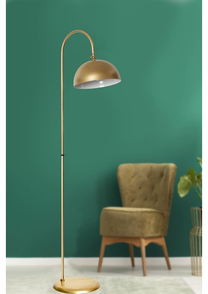 Lambader Gold Metal Modern Tasarım Ayarlanabilir Başlık Lüx Yerden Dekoratif Aydınlatma 160 cm