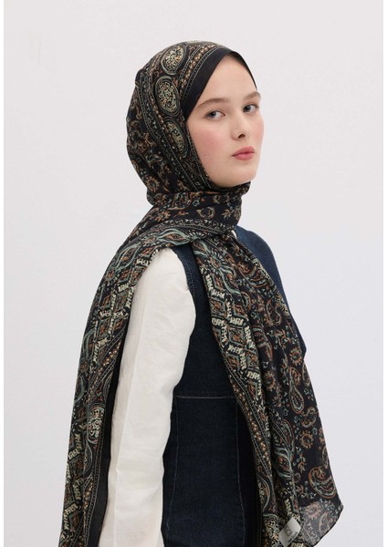 Irene Desen Şal Siyah