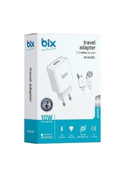 BX-M10TA , Xiaomi, Huawei Uyumlu Orijinal 10W Şarj Adaptörü & Micro USB Kablo