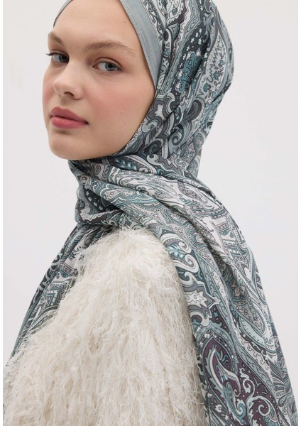 Etnıc Floral Desen Şal Gümüş modelleri