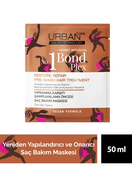 Urban Care No.1 Bond Plex Restore Repair Yıpranma Karşıtı Şampuanlama Öncesi Saç Bakım Maskesi - 50 ml - Vegan