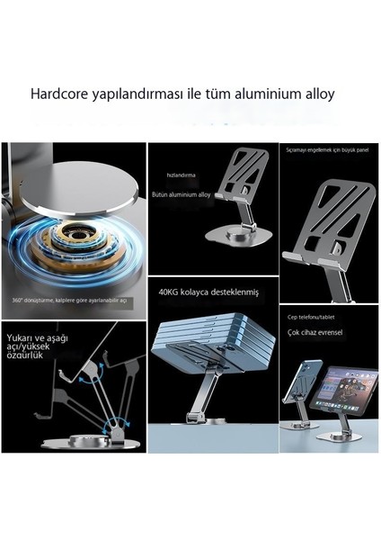 Ayarlanabilir Metal Tablet Katlanır Stand Masaüstü Öğrenme Canlı Yayın Cep Telefonu Standı Ağırlıklı Destek Plakası (Yurt Dışından)