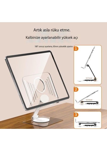 IPad Tablet Için Dönen Masaüstü Standı Kalınlaştırılmış Içi Boş Şeffaf Akrilik Stand (Yurt Dışından)