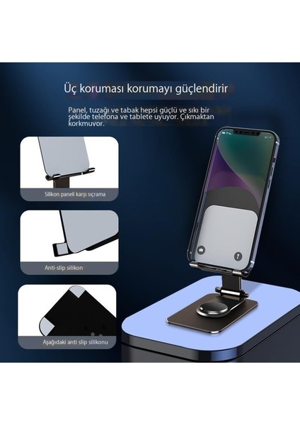 Cep Telefonu Tutucusu Masaüstü Katlanabilir Tamamen Metal Tablet Desteği (Yurt Dışından)