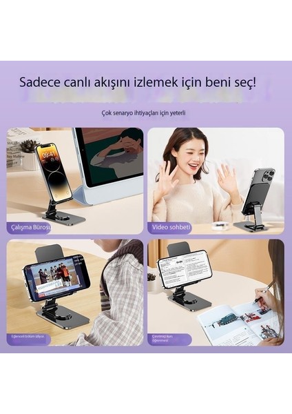 Alüminyum Alaşımlı Cep Telefonu Tutucusu Dönen Masaüstü Tablet Tutucusu (Yurt Dışından)