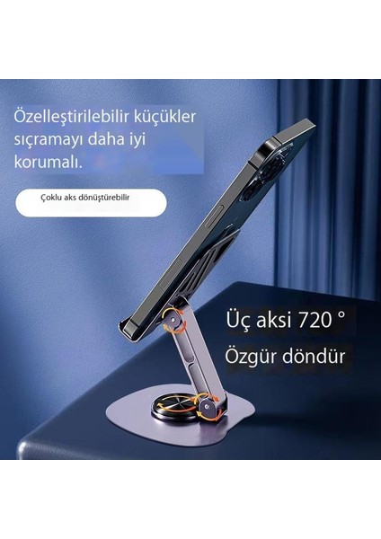 Dönen Tamamen Metal Cep Telefonu Tutucusu Çok Fonksiyonlu Tablet Tutucusu (Yurt Dışından)