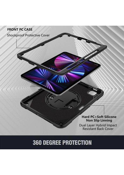 Döner Kepçe Silikon + Pc Kılıfı iPad Pro 11 2022/2021/2020 Için (Yurt Dışından)
