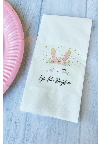 Tavşan Konsept Baskılı Doğum Günü Peçetesi 20'li fiyatları