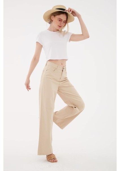 Fashıon Frıends Kadın Yüksek Bel Geniş Paça Pantolon 23Y-PNT0297K1 modelleri