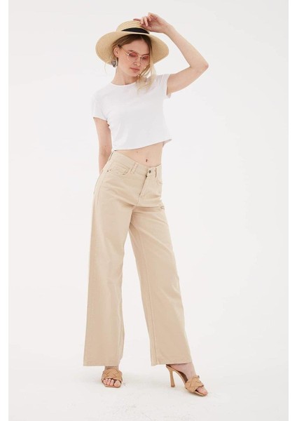 Fashıon Frıends Kadın Yüksek Bel Geniş Paça Pantolon 23Y-PNT0297K1 fırsatları