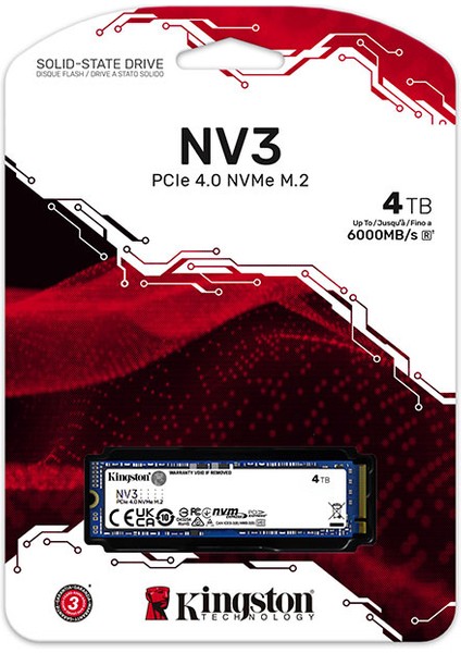 Kıngston SNV3S/4000G 6000/5000MB/S 4tb 2280 Nvme SSD