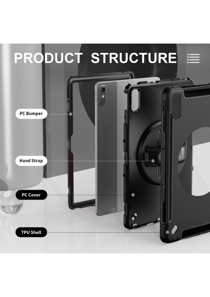 Lenovo Tab P11 2. Nesil Siyah Için Üç Dayanıklı Tutucu Tablet Kılıfı (Yurt Dışından) modelleri
