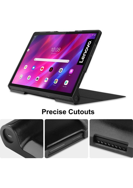Lenovo Yoga Tab 11 / YT-J706X Siyah Için Custer Texture Deri Kılıf (Yurt Dışından)