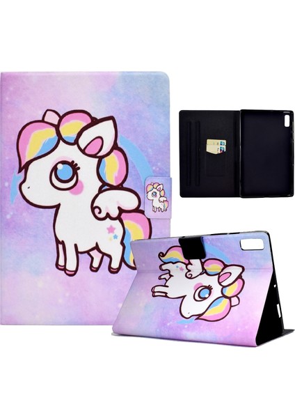 Lenovo Tab M9 Renkli Pony Için Renkli Çizim Pu Tablet Kılıfı (Yurt Dışından)