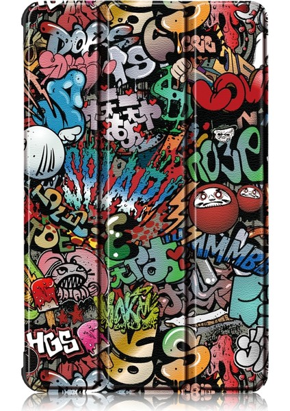 Lenovo Tab M8 Için Renkli Çizim Desenli Deri Kılıf Grafiti (Yurt Dışından) modelleri