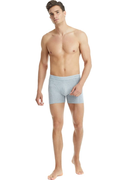 Erkek Pamuk Elastan Boxer Tender Cotton 9233 - Gri Melanj