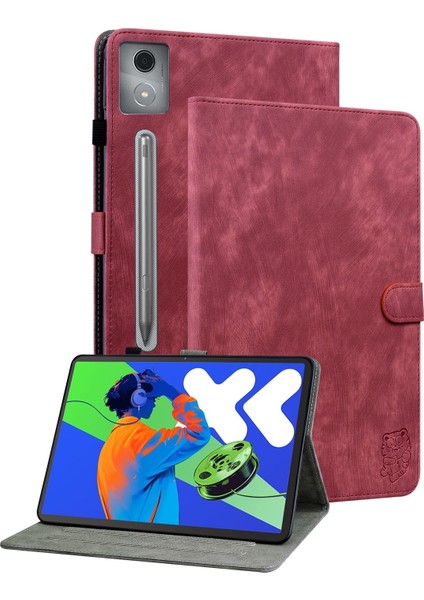 Lenovo Tab P12 Pro 12.7 2025 Kırmızı Deri Tablet Kılıfı (Yurt Dışından)