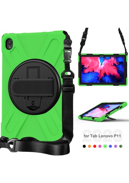 Darbeye Dayanıklı Silikon + Pc Kılıfı Lenovo Tab P11 TB-J606F Yeşil (Yurt Dışından) modelleri