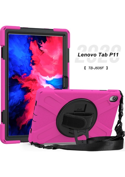 Darbeye Dayanıklı Silikon + Pc Kılıfı Lenovo Tab P11 TB-J606F Gül Kırmızı (Yurt Dışından) fiyatları