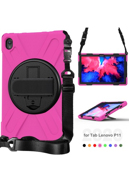 Darbeye Dayanıklı Silikon + Pc Kılıfı Lenovo Tab P11 TB-J606F Gül Kırmızı (Yurt Dışından) modelleri