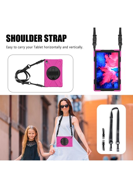 Darbeye Dayanıklı Silikon + Pc Kılıfı Lenovo Tab P11 TB-J606F Gül Kırmızı (Yurt Dışından) fırsatları