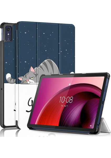 Lenovo Tab M10 5g 10.6 Tembel Kedi Için Deri Akıllı Tablet Kılıfı (Yurt Dışından)