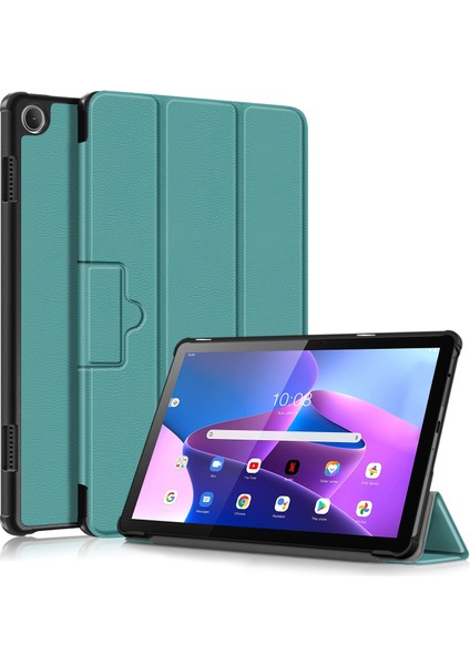 Lenovo Tab M10 10.1 3. Nesil Koyu Yeşil Için Deri Akıllı Tablet Kılıfı (Yurt Dışından)