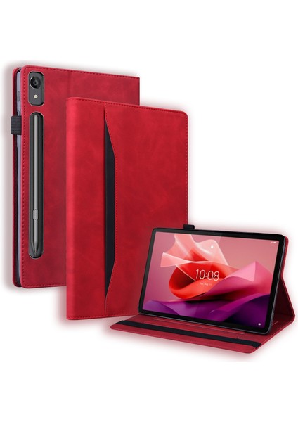 Lenovo Tab P12 12.7 Kırmızı Için Ekleme Deri Tablet Kılıfı (Yurt Dışından)