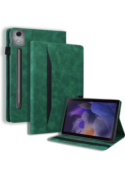Lenovo Xiaoxin Pad Pro 12.7 Yeşil Için Ekleme Deri Tablet Kılıfı (Yurt Dışından)