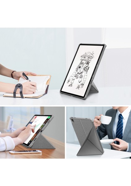 Lenovo Tab P11 TB-J606F Gri Için Çok Katlı Kılıf (Yurt Dışından)