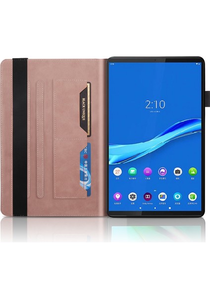 Lenovo Tab M10 Plus Deri Kılıf Pembe Altın Için (Yurt Dışından)