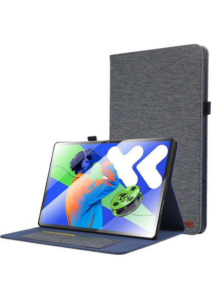 Lenovo Tab P12 12.7 2025 Mavi Için Kumaş Deri Kılıf (Yurt Dışından)