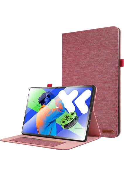 Lenovo Tab P12 12.7 2025 Pembe Için Kumaş Deri Kılıf (Yurt Dışından)