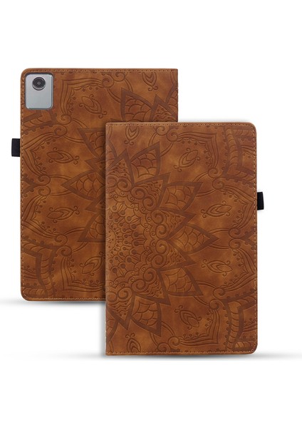 Lenovo Tab M11 / Xiaoxin Pad 11 2024 Kahverengi Için Kabartmalı Pu Kılıf (Yurt Dışından)