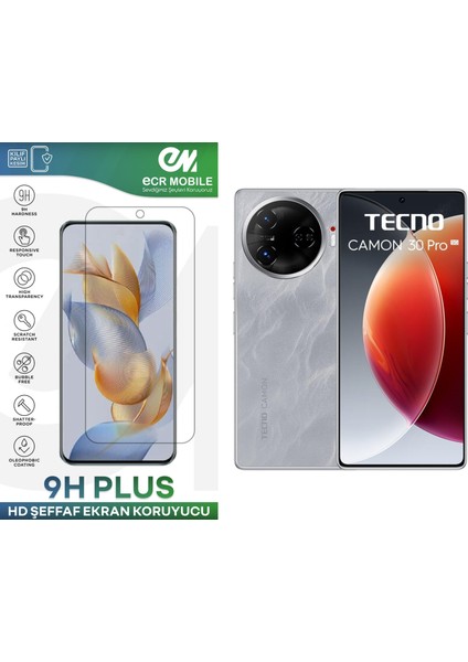 ECR MOBILE Tecno Camon 30 Pro 5g Ekran Koruyucu Esnek Nano Cam Tam Uyumlu Şeffaf