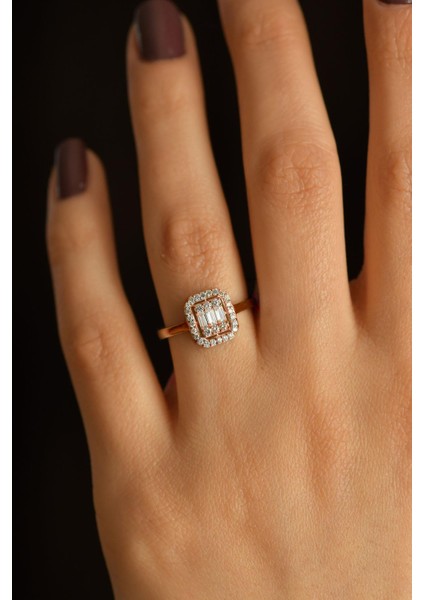 925 Ayar Zirkon Taşlı Rose 3 Sıra Ayarlanabilir Baget Gümüş Yüzük fiyatları