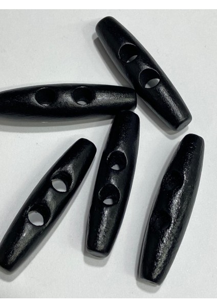 Ahşap Çoban Düğme 5 Li Set / 5 cm / Siyah
